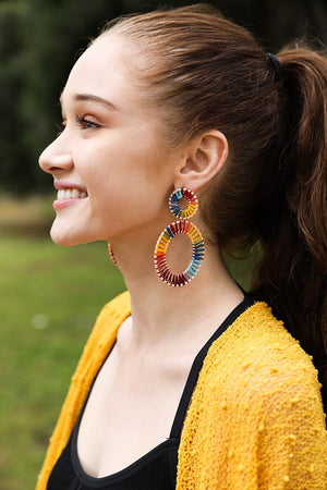 Raffia Hoop Statement Earrings Accessories Leto Collection 