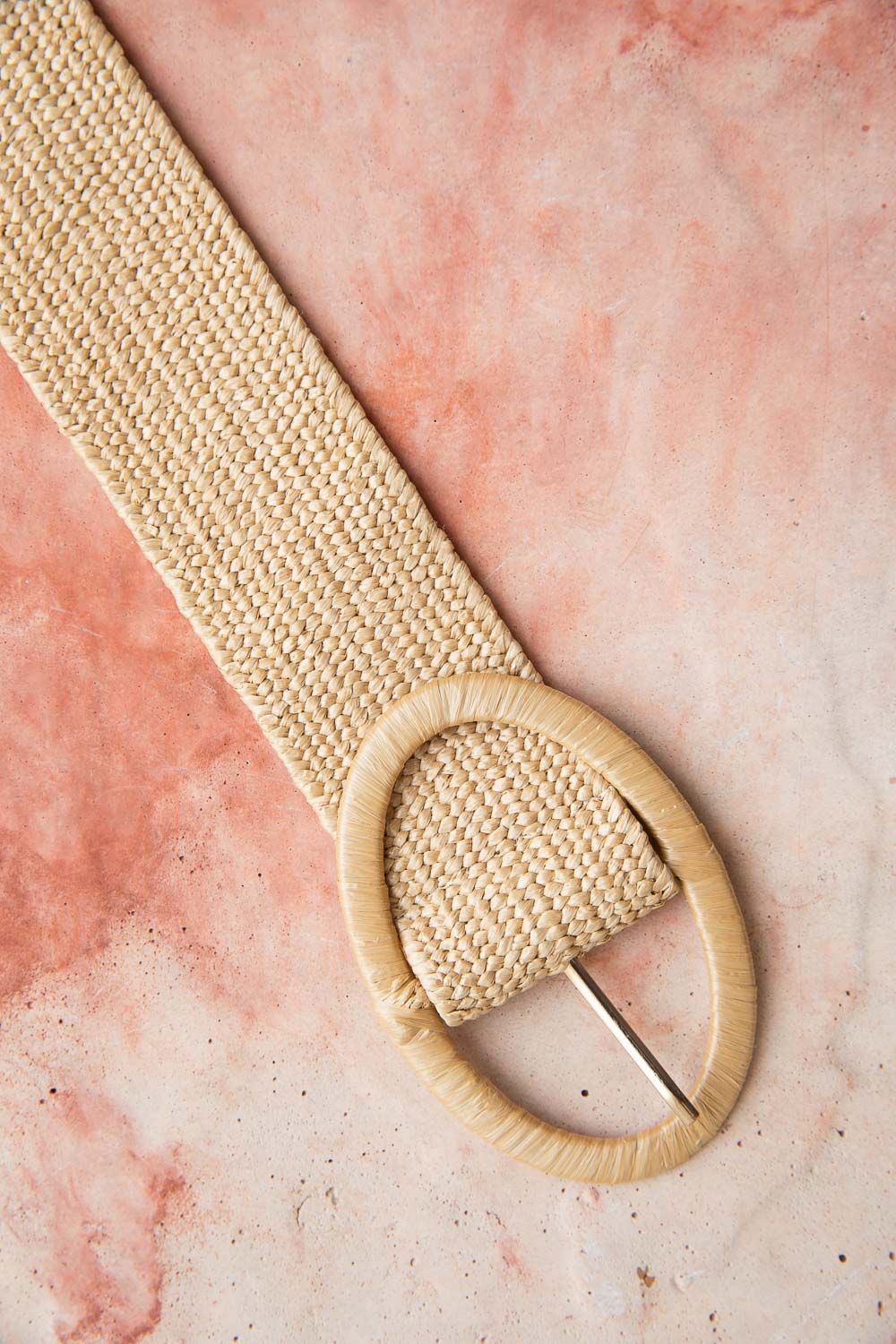 Raffia Oval Buckle Belt