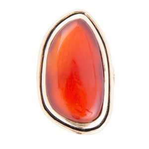 Orange Carnelian Golden Statement Ring