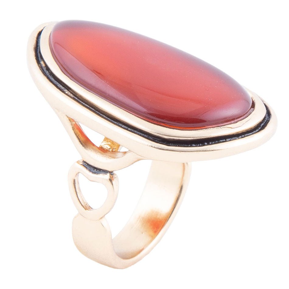 Orange Carnelian Golden Statement Ring