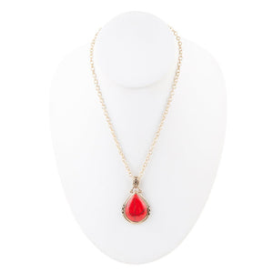Red Howlite Teardrop Pendant Necklace