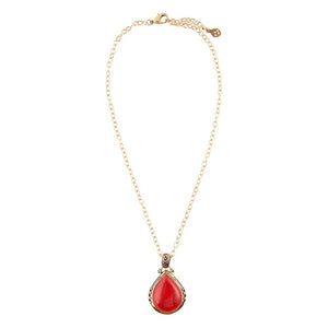 Red Howlite Teardrop Pendant Necklace