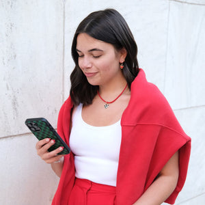 Black & White Checkered Heart Charm