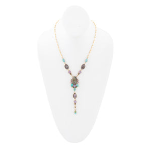 Regalia Blue Abalone Golden Y Necklace