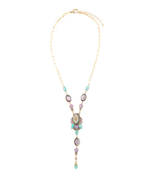 Regalia Blue Abalone Golden Y Necklace