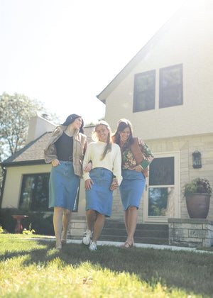 Remi Denim Classic Wash Midi Skirt