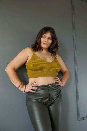 Rib Knit Lounge Brami Bralette XL/2XL / Mustard
