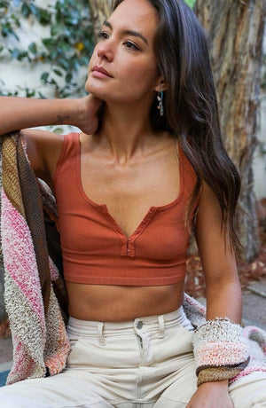 Ribbed Hook Eye Brami Bralette Leto Collection XS/S Rust 
