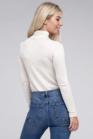 Ribbed Turtle Neck Long Sleeve Top ZENANA 