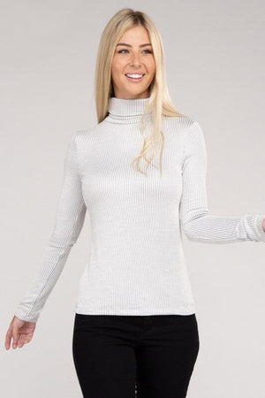 Ribbed Turtle Neck Long Sleeve Top ZENANA 