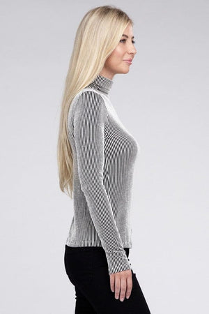 Ribbed Turtle Neck Long Sleeve Top ZENANA 