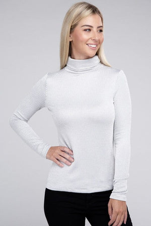 Ribbed Turtle Neck Long Sleeve Top ZENANA 