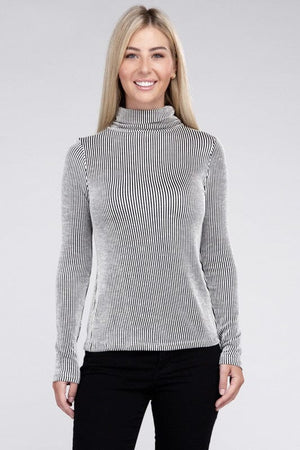 Ribbed Turtle Neck Long Sleeve Top ZENANA 