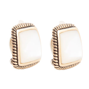 Roped Mother of Pearl Golden Clip Earrings