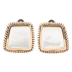 Roped Mother of Pearl Golden Clip Earrings