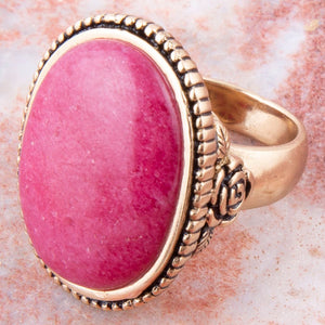 Rosie Pink Rhodonite and Golden Bronze Ring