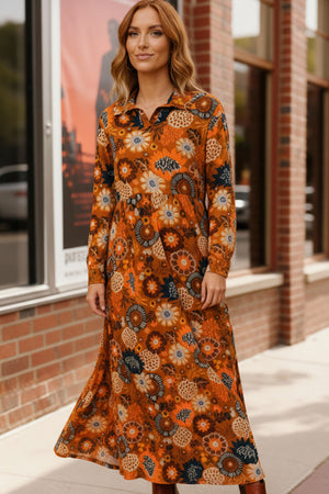 Groovy Garden Rust Maxi Dress