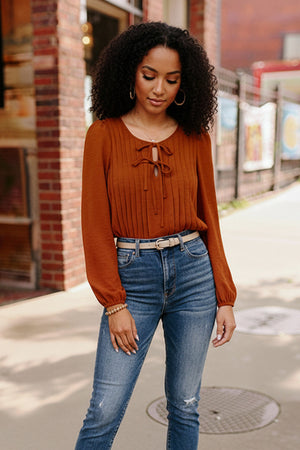 Copper Charm Pleated Blouse