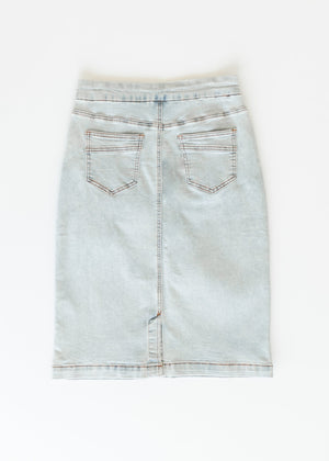 Sandra Light Wash Denim Midi Skirt