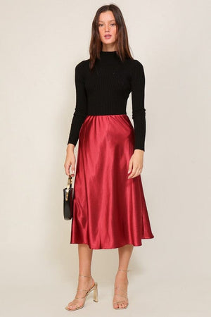 Satin Midi Flare Skirt TIMING 