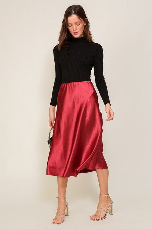 Satin Midi Flare Skirt TIMING 