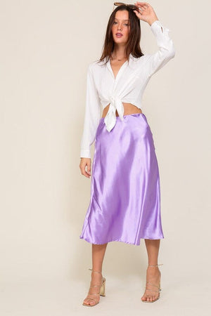 Satin Midi Flare Skirt TIMING Lavender S 