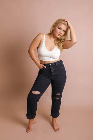 Seamless Padded Textured Brami Plus Size Ivory