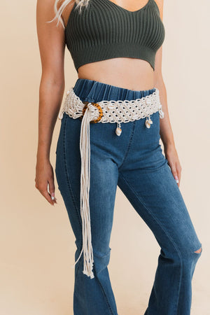 Seashell Serenade Braided Tie-Up Belt Belts Leto Collection Natural 