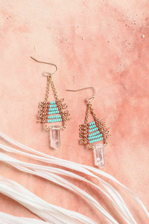 Seed Bead with Crystal Drop Earrings Jewelry Leto Collection 