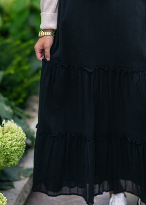 Serena Black Cotton Gauze Maxi Skirt