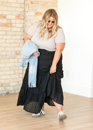 Serena Black Cotton Gauze Maxi Skirt