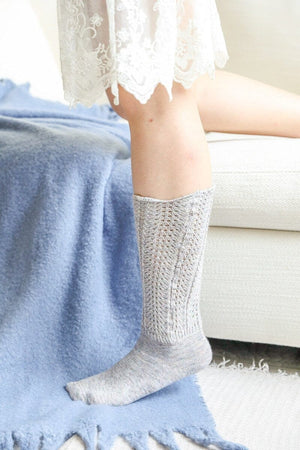 Shell Stitch Crew Socks Socks Leto Collection Gray 