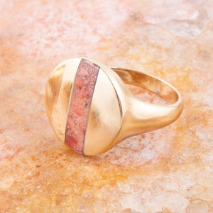 Signet Orange Sponge Coral and Golden Circle Ring