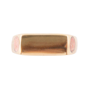 Signet Orange Sponge Coral and Bronze In The Hole Ring