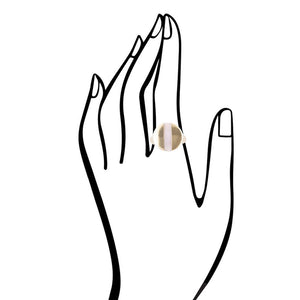 Signet Pink Opal and Bronze Circle Ring