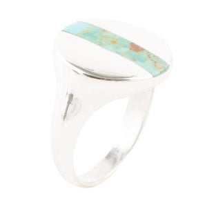 Signet Turquoise and Sterling Silver Circle Ring