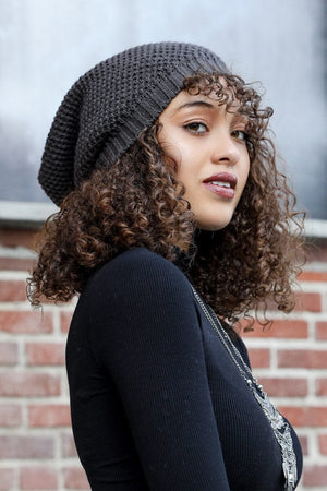 Slouch Waffle Knit Beanie Beanies Leto Collection Gray 