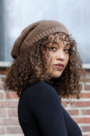 Slouch Waffle Knit Beanie Beanies Leto Collection Mocha 