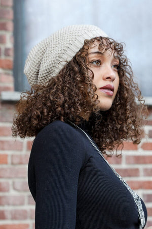 Slouch Waffle Knit Beanie Beanies Leto Collection Oatmeal 