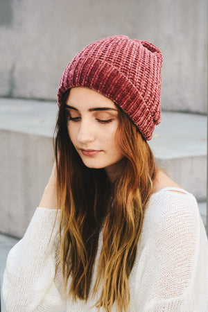 Soft Chenille Beanie Hats & Hair Leto Collection Raspberry 