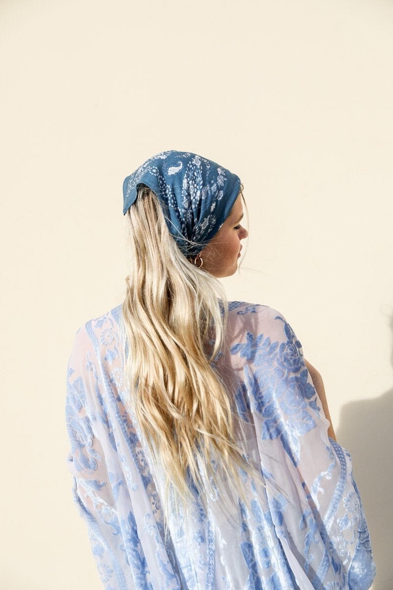 Soft Floral Vine Handkerchief Hats & Hair Leto Collection Blue 