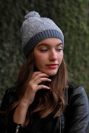 Soft Furry Pom Knit Beanie Hats & Hair Leto Collection Periwinkle 