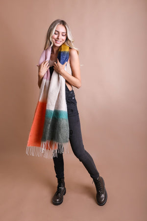 Soft Mohair Scarf Scarves Green/Orange