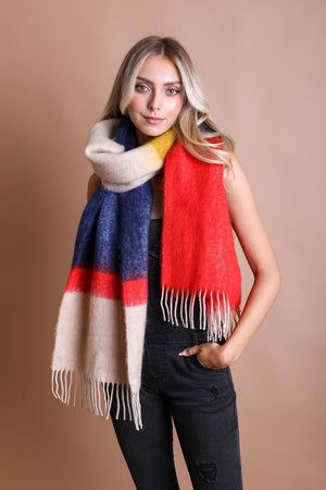 Soft Mohair Scarf Scarves Leto Collection Ivory/Red 