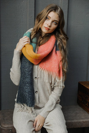 Soft Mohair Scarf Scarves Leto Collection Rose/Navy 