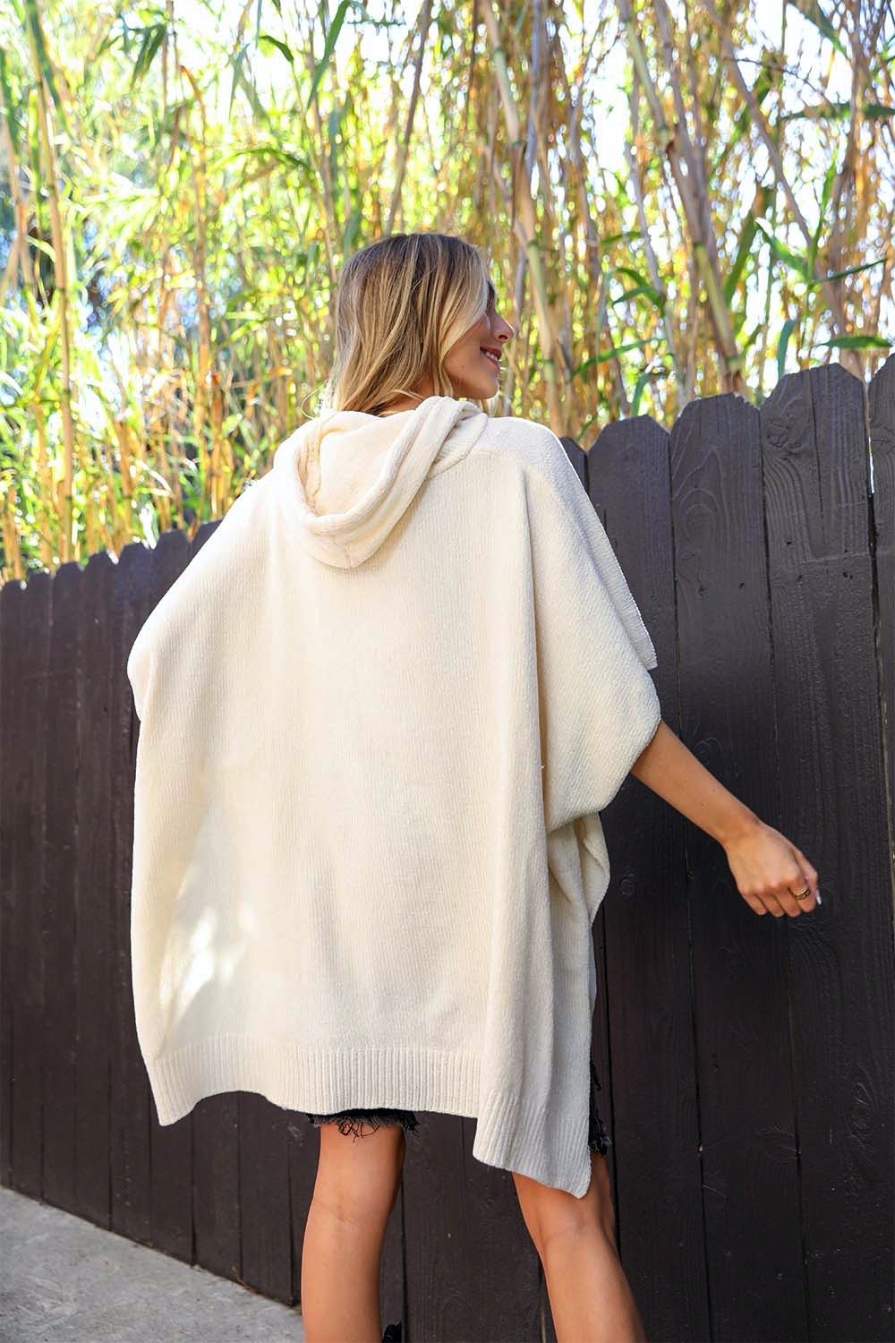 Soft Pullover Poncho Hoodie Ponchos Ivory