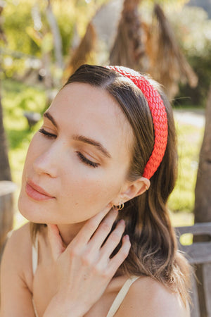Solid Shade Woven Headband Accessories Leto Collection Red 