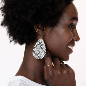 Speckled Cork Teardrop Earrings