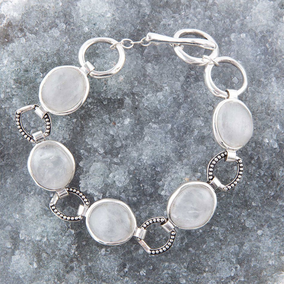 Splender Grey Quartz Sterling Link Bracelet