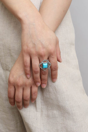 Square Cut Adjustable Turquoise Ring Jewelry Leto Collection 